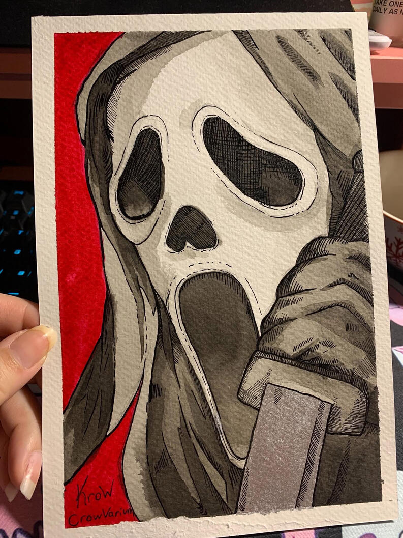 Ghost Face ink painting